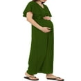 thumbnail image 2 of Robe de Maternité à Manches Courtes pour Femmes, Couleur Unie, Col en V, Robe Longue Décontractée, 2 of 5