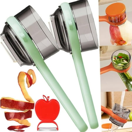 

wangqiang 2PCS Double-Sided Stainless Steel Blade Peeling Knife with Storage Box Peeling Knife with Storage Box Peeler with Catcher for Home Kitchen