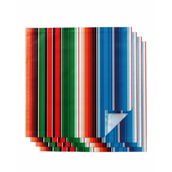 Mexican Serape Cloth Napkins Set of 4 Reusable Dinner Napkins, Colorful Stripes Vertical Lines Abstract Cocktail Napkin Washable Table Napkins for Wedding/Holiday Party/Baby Shower 20"x20"