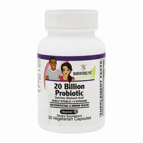 Prebiotic & Probiotic 20 Billion CFU Gastrointestinal & Immune Health Capsules with FiberAid™ by BariatricPal Size: 30 Count
