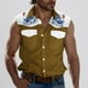 thumbnail image 1 of Camiseta sin mangas con cuello vuelto para hombre, estilo informal, a la moda, con estampado, cuello vuelto, sin mangas, bolsillos, deportiva, de poliéster, 1 of 5