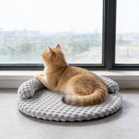 EGNMCR All-season Removable And Washable Pet Bed With Pillow Non-slide And Coolings Summer Sleeping Mat Suitable For Pet To Rest Sleep And Cool Down Fabric cat mats