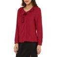 thumbnail image 4 of Unique Bargains Women's Ruffle V Neck Office Button Front Vintage Blouse, 4 of 5
