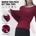 thumbnail image 2 of Tignapoo Women's Two-Piece Active Set: Short Crop Tee with Boat Neck & Thumb Hole + Camisole, Breathable Quick-Dry for Dance, Yoga, Running, Coffee Color, Asian Size L (S1801#), 2 of 7