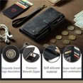 thumbnail image 4 of CaseMe Wallet Case Premium Handmade PU Leather Phone Case Card Slots Magnetic Closure Zipper Pocket Kickstand Flip Case with Hand Strap for iPhone 14 (Black), 4 of 9