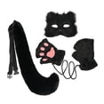 thumbnail image 3 of Máscara y cola de Therian para mujeres y niñas Perfecl disfraz de gato para festivales de clubes nocturnos y bailes de graduación Cabello corto negro, 3 of 8