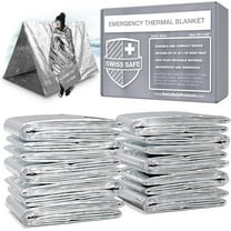 Swiss Safe Emergency Mylar Thermal Blankets Premium 12-Micron 52" X 82" Silver 25-Pack