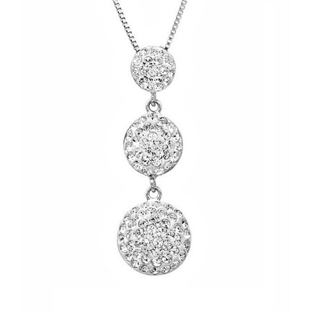 Double Swarovski Crystal Drop Necklace - Sterling Silver Three Stone Look Pendant Necklace made with Swarovski Crystals