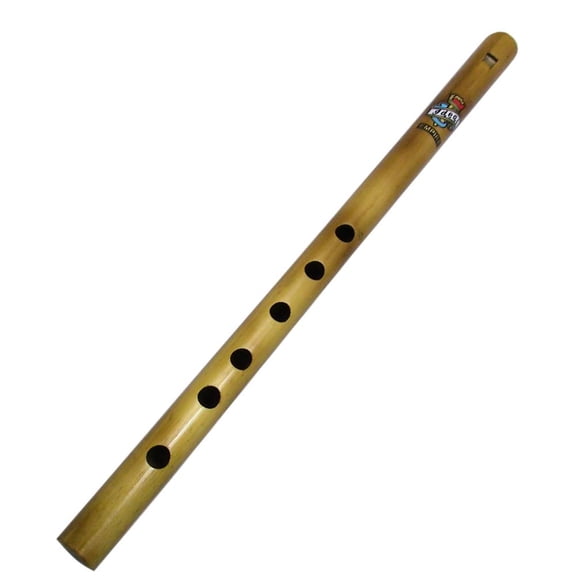 Zaza Percussion- 6 Finger holes - Polished Bamboo Flute state C - 16'' (Indian Flute)