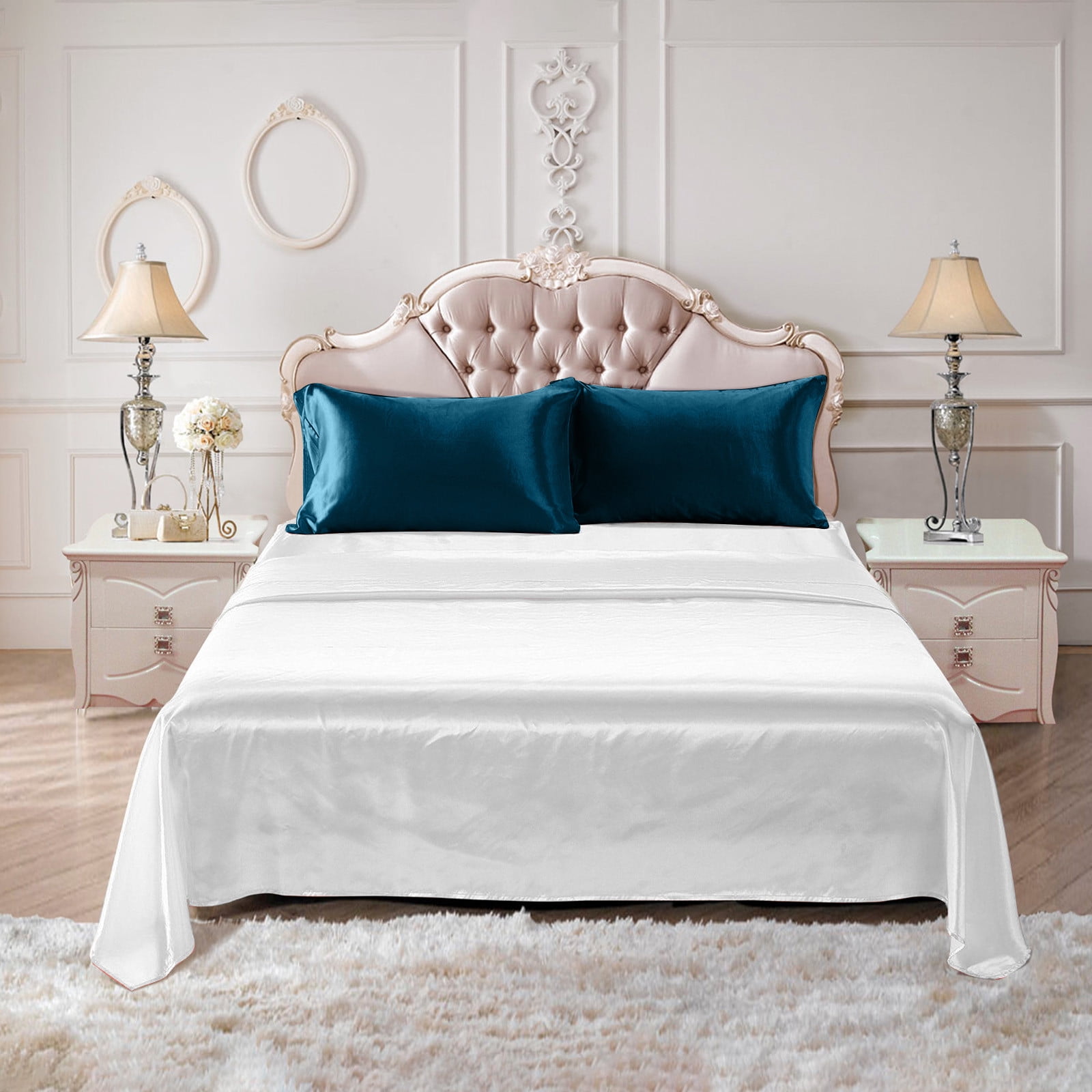 Hvmvliv Silk Pillowcase Satin Pillowcase Pillowcases Standard Size Set of 2 Luxury and Soft Satin Pillowcovers 2 Pack (20x30 Inches) Dark Blue
