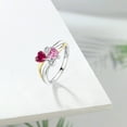 thumbnail image 4 of Gem Stone King 925 Silver and 10K Yellow Gold Red Created Ruby and Pink Moissanite and White Lab Grown Diamond Ring for Women (1.12 Cttw, July Birthstone, Heart Shape 5MM, Size 7), 4 of 5