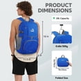 thumbnail image 5 of WATERFLY Unisex 25L Small Foldable Packable Travel Hiking Nylon Backpacks Daypack,Blue, 5 of 7