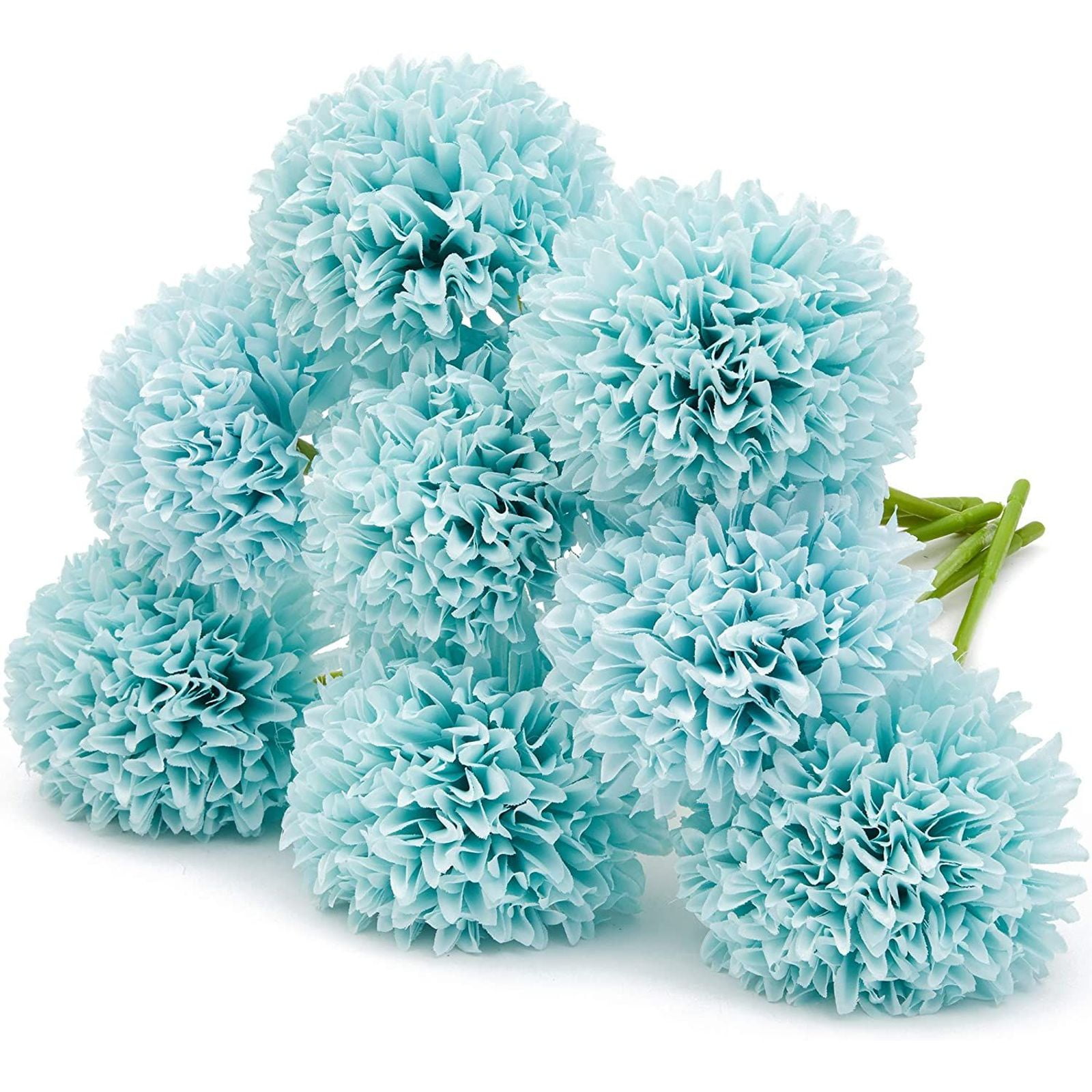 8 Pack Vibrant Blue Artificial Chrysanthemum Fake Flower for Floral Wedding Decoration