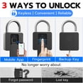 thumbnail image 2 of Anweller Fingerprint Padlock with Key Backup, Weatherproof Biometric Bluetooth APP Controlled Keyless Smart Electronic Combination Lock for Outdoor Fence Gate Pool Shed Gym Locker Yard Truck, 2 of 10