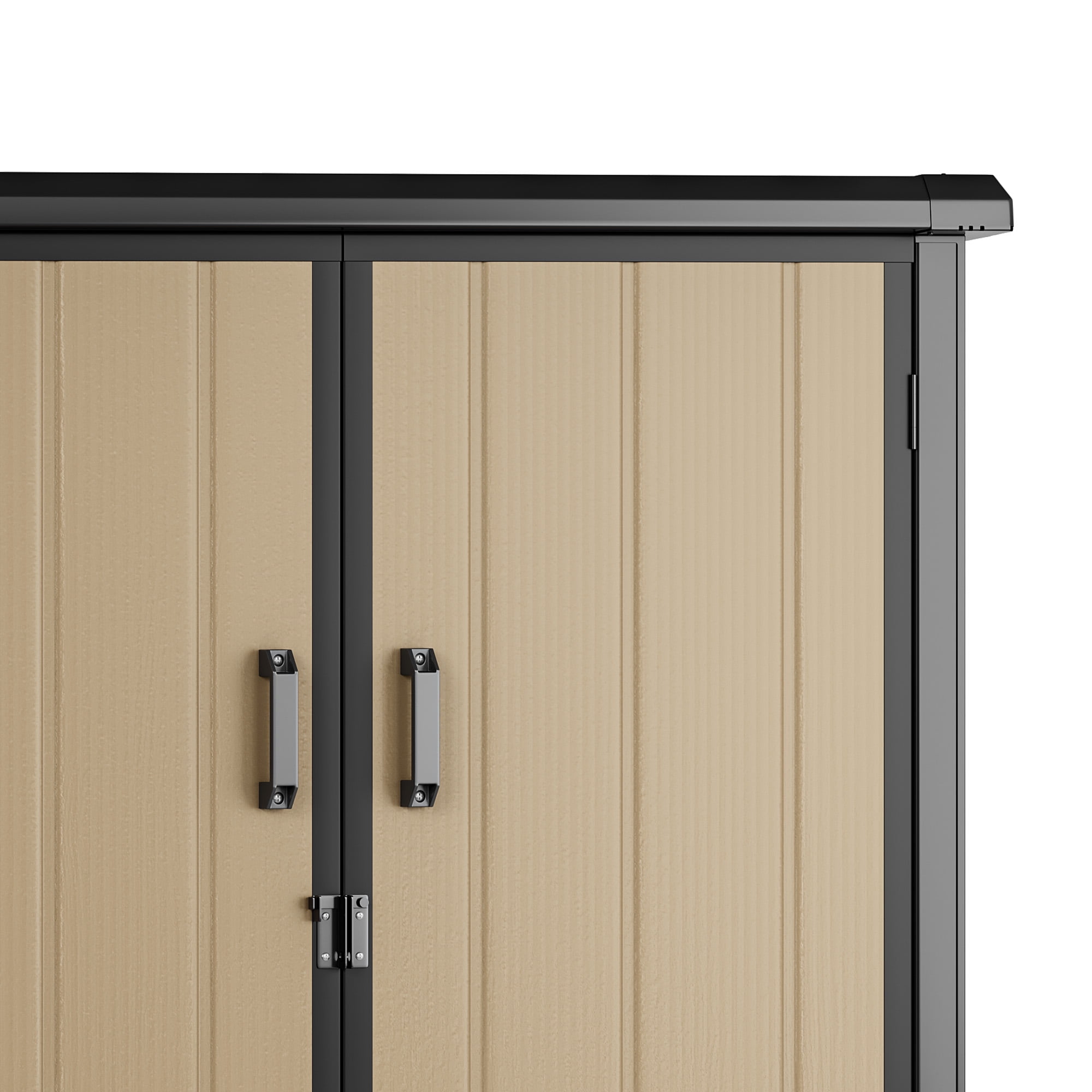 Uforic 51 Cu Ft Outdoor Vertical Storage Shed with Floor & 2 Shelves, Waterproof, Lockable (Brown)