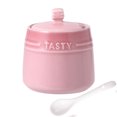 thumbnail image 1 of French Gradient Ceramic Sugar Pot With Lid, Solid Sugar Bowl With Spoon, Porcelain Spice Jar, Kitchen Decoration Storage-Pink, 1 of 9