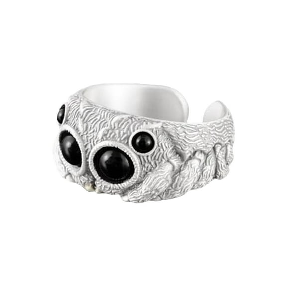 BKBP Spider Ring Jumping for Women Men Black 925 Sterling Silver/1 Gold Animal Open Rings Fashion Statement Personalized Jewelry Gifts Elegant Adjustable Minimalist Great Gift for Her