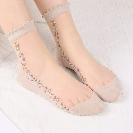 

Miayilima Socks For Women 1 Pairs Unisex Warm Soft Embroidered Mesh Sport Socks Medium Stockings Casual Socks