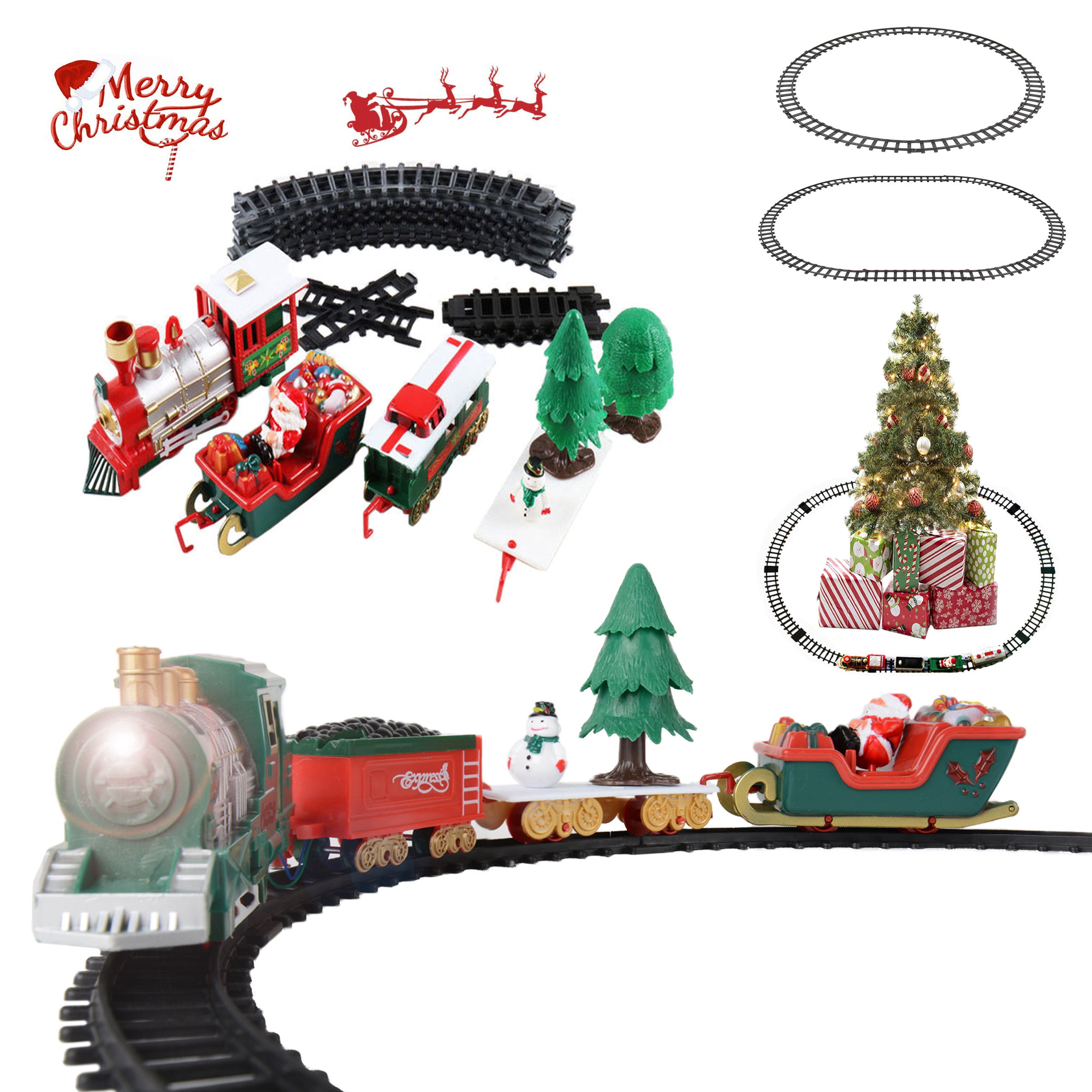 Size 23cm Pre-Lit Santa Express Train Acrylic Table/Window Christmas Decoration with Colour Changing LED Lights 