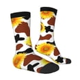 thumbnail image 3 of Uemuo Sunflower Cow Pattern Women's Crew Socks, Soft Durable Breathable Moisture-Wicking with Odor Control Cotton socks, 3 of 9
