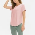 thumbnail image 3 of SWSMCLT Women's Soft T Shirt Short Sleeve Shirt Loose Summer Top Basic Running Cool Crew Neck Gym Yoga Boat Neck Pink 0-2, 3 of 4