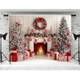 thumbnail image 2 of 10x8ft Christmas Fireplace Backdrop White Red Christmas Tree Backdrops for Photography Background Winter Xmas Classic Interior Room Family Kids Holiday Party Banner Decorations Photo Booth Props, 2 of 5