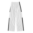 thumbnail image 6 of Moxiu Girls Wide Leg Side Stripe Cargo Sweatpants Kids Baggy Track Pants Drawstring Workout Athletic Pants with Pockets White,11-12 Years, 6 of 7