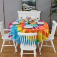 thumbnail image 2 of Colorful Rainbow Tie Dye Spiral Pattern Round Tablecloth 60"x60",Wrinkle Wipeable Table Cloth for Kitchen Dining Room Picnic Patio Party, 2 of 6