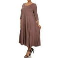 thumbnail image 4 of MOA Collection Plus Size Women's 3/4 Sleeves solid dress, 4 of 5