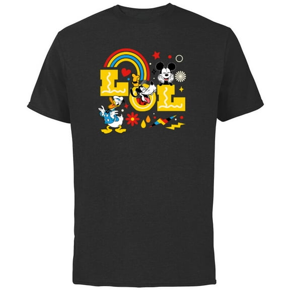 Disney Mickey Donald Goofy LOL - Short Sleeve Cotton T-Shirt for Adults - Customized-Black