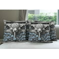 thumbnail image 2 of Ambesonne Rustic Throw Pillow Cover Pack of 4, Monochrome Farmhouse Cow, 4 Pcs-40"x40", Grey Black and Blue, 2 of 5
