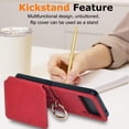 thumbnail image 5 of for Samsung Galaxy Z Flip 4 Case with Card Holder, [Retractable Hinge Cover] All-Round Protection Premium PU Leather Hard PC Back Cover with Ring Wallet Phone Case for Z Flip 4 2022 - Red, 5 of 13