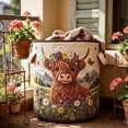 thumbnail image 5 of SHENGXINY Large Capacity Laundry Basket Cow Floral Printed Quilted Fabric Storage Basket Embroidery Style Organizer With Comfortable Carrying Handles, 5 of 7