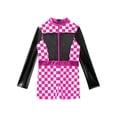 thumbnail image 3 of YONGHS Girls Racer Jumpsuit Kids Race Car Racer Driver Outfits Long Sleeve Checkerboard Unitard Black 6, 3 of 7