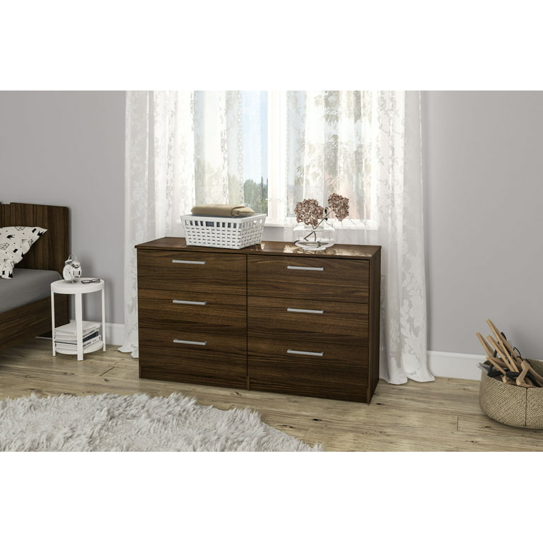 Polibi Solid Wood 6 Drawer Double Dresser in Dark Brown (mirror not  included) RS-SW6DDD - The Home Depot