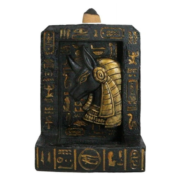 Egyptian God of The Dead Anubis Hieroglyphs Backflow Incense Burner Figurine