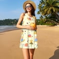 thumbnail image 3 of Balery Colorful Cartoon Snail Vestidos de verano para mujer con estampado: vestido holgado sin mangas, vestido playero informal y cómodo para días calurosos., 3 of 7