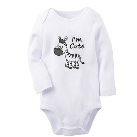 

iDzn® I m Cute Funny Rompers Newborn Baby Unisex Bodysuits Infant Animal Zebra Graphic Jumpsuits Toddler Kids Long Sleeve Oufits (White 6-12 Months)