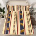 thumbnail image 2 of jejeloiu Boho Geometric Triangle Bed Sheets,Vintage Aztec Geometric King Sheets,Beige Brown Sheet Set,Breathable Room Decorative,4 Pieces, 2 of 7