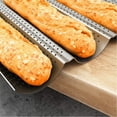 thumbnail image 5 of Baguette perforada antiadherente para hornear pan francés, 4 panes ondulados, molde para hornear, horno, tostadora (plata), 5 of 5