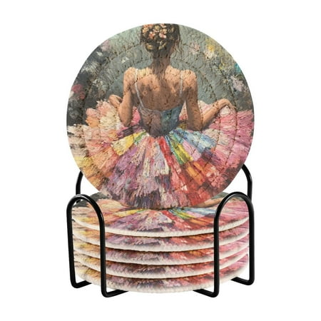 

WOBOGO Beautiful Colorful Dress Coil Coasters Set of 6 Minimalist Cotton Woven 3.94 inch Non-Slip Insulated and Absorbent Home Accessories.