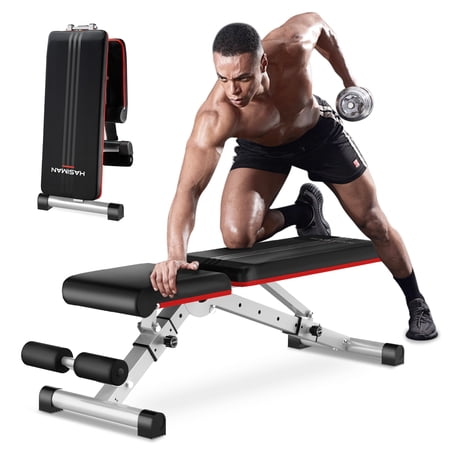 HASIMAN Weight Bench Workout Indoor Folding incline bench with 6 Incline Adjustable and Thickened 5 Layer Structure gym bench for Home Training 600 lbs Capacity