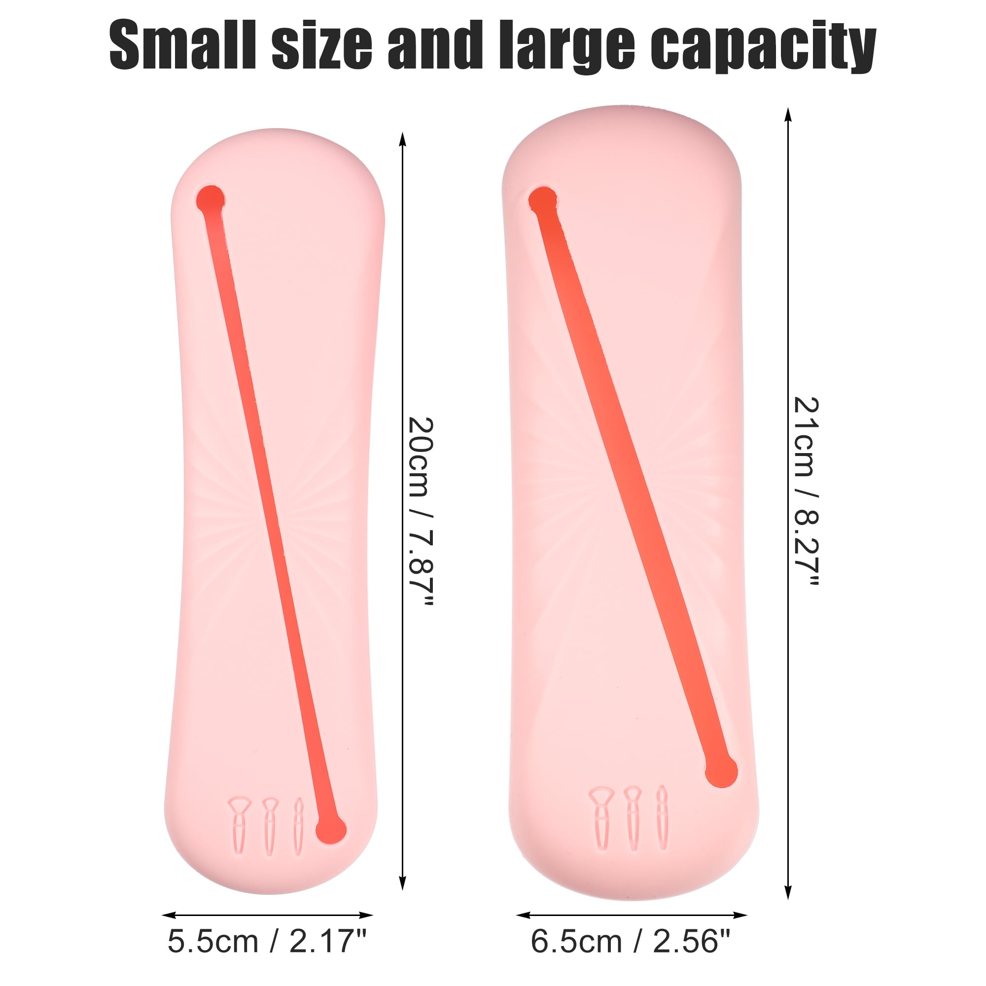 Unique Bargains 2Pcs Travel Makeup Bag Makeup Organizer Bag Silicone Portable Pink