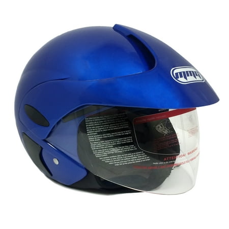 Motorcycle Scooter Open Face Helmet DOT Street Legal - Flip Up Shield (L, Shiny