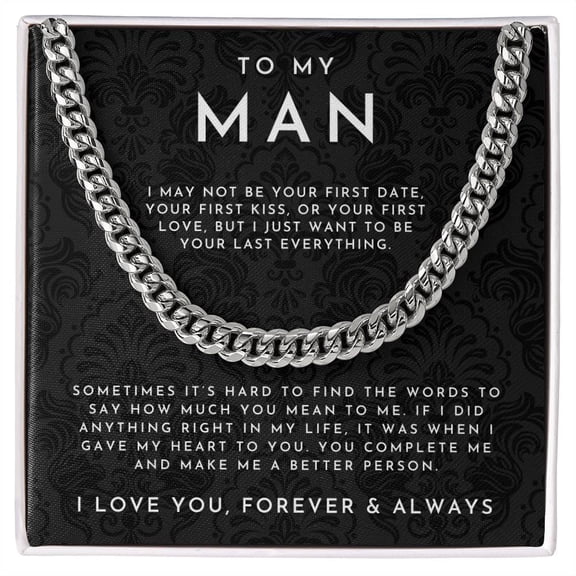 To My Man Necklace Love Forever Always, White Cuban Link Necklace