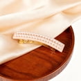 thumbnail image 5 of Elegant Pearl Hair Barrette for Women, Double Row Faux Pearl French Clip, Classic Hair Accessory for Wedding Party Daily Office Gift, 5 of 7
