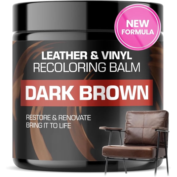 FORTIVO Dark Brown Leather Recoloring Balm - Leather Repair Kits for Couches - Leather Usedr for Couches Brown Car Seat, Boots - Leather Couch Repair Kit- Dark Brown Leather Dye