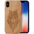 thumbnail image 1 of Case Yard Wooden Case Outside Soft TPU Silicone, Slim Fit Shockproof Wood Protective Phone Cover for Girls Boys Men and Women, Supports Wireless Charging Owl 4 Design case for iPhone-XS-Max, 1 of 7