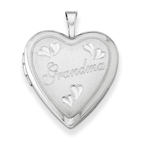 Médaillon Cœur Grand-Mère en Argent Sterling Rhodié 20mm D/C QLS411 (25mm x 20mm)