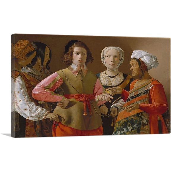 ARTCANVAS The Fortune Teller 1633 Canvas Art Print by Georges De La Tour - Size: 12" x 8" (0.75" Deep)